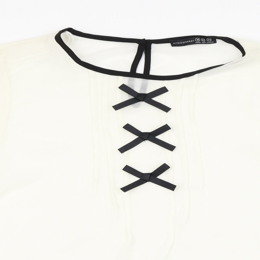 Atmosphere Womens Ivory  Polyester Basic Blouse Size 16 Round Neck