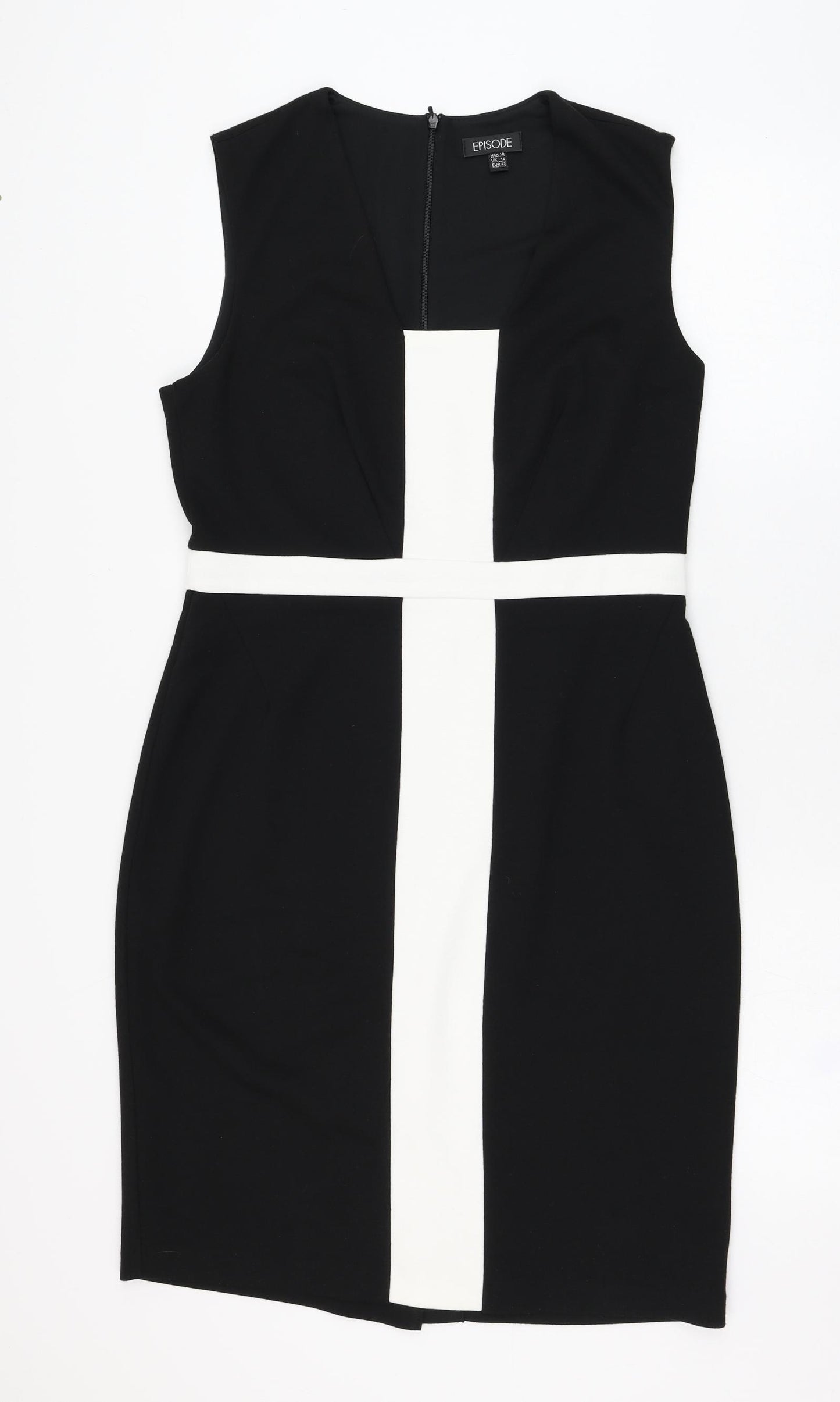 Episode Womens Black  Polyester Pencil Dress  Size 10  Square Neck Zip