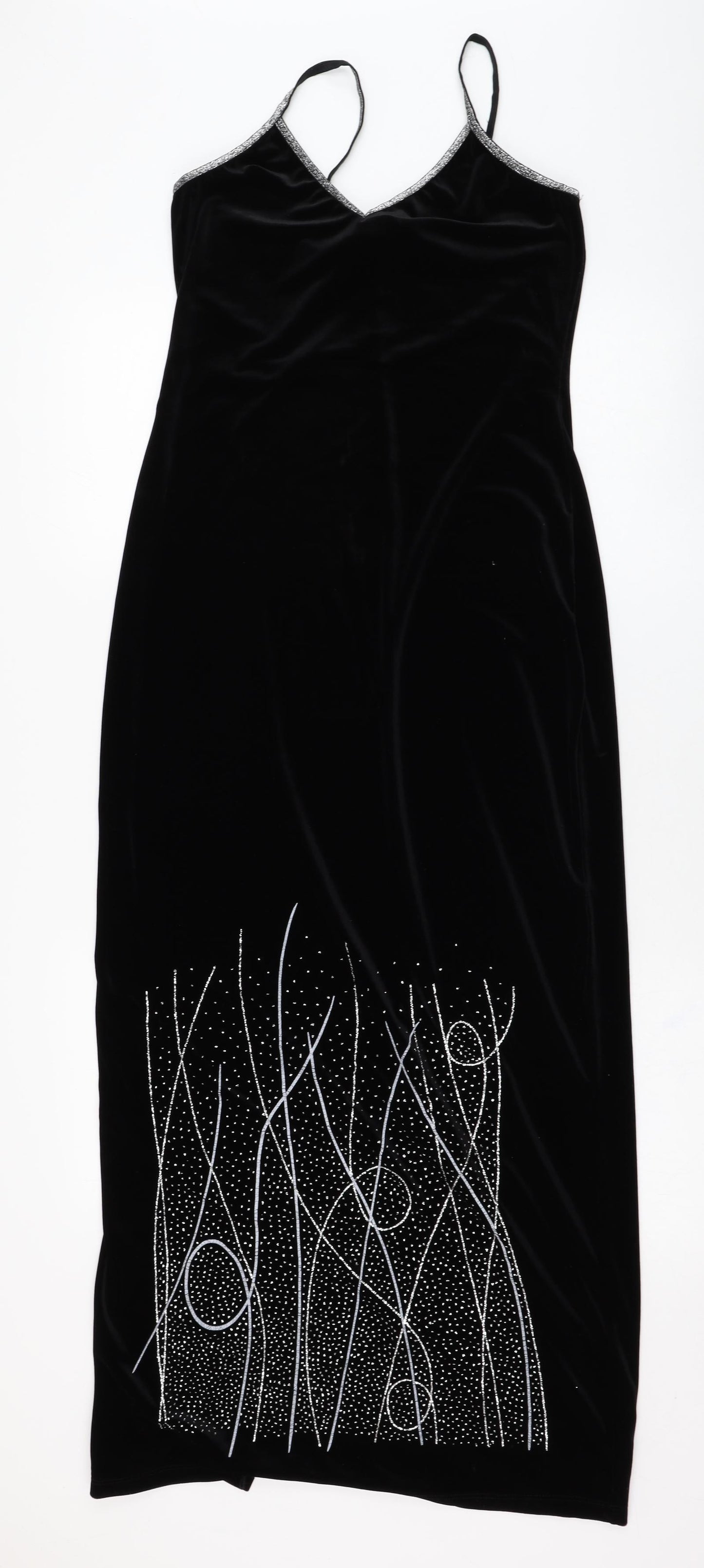 White Gandy Womens Black  Polyester Maxi  Size L  V-Neck Pullover
