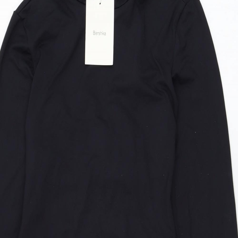 Bershka Womens Black  Polyamide Pencil Dress  Size M  Mock Neck Pullover