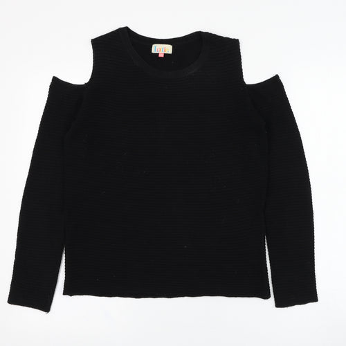 Lottie Womens Black Round Neck  Acrylic Pullover Jumper Size 8