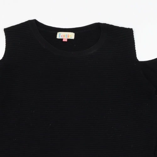 Lottie Womens Black Round Neck  Acrylic Pullover Jumper Size 8