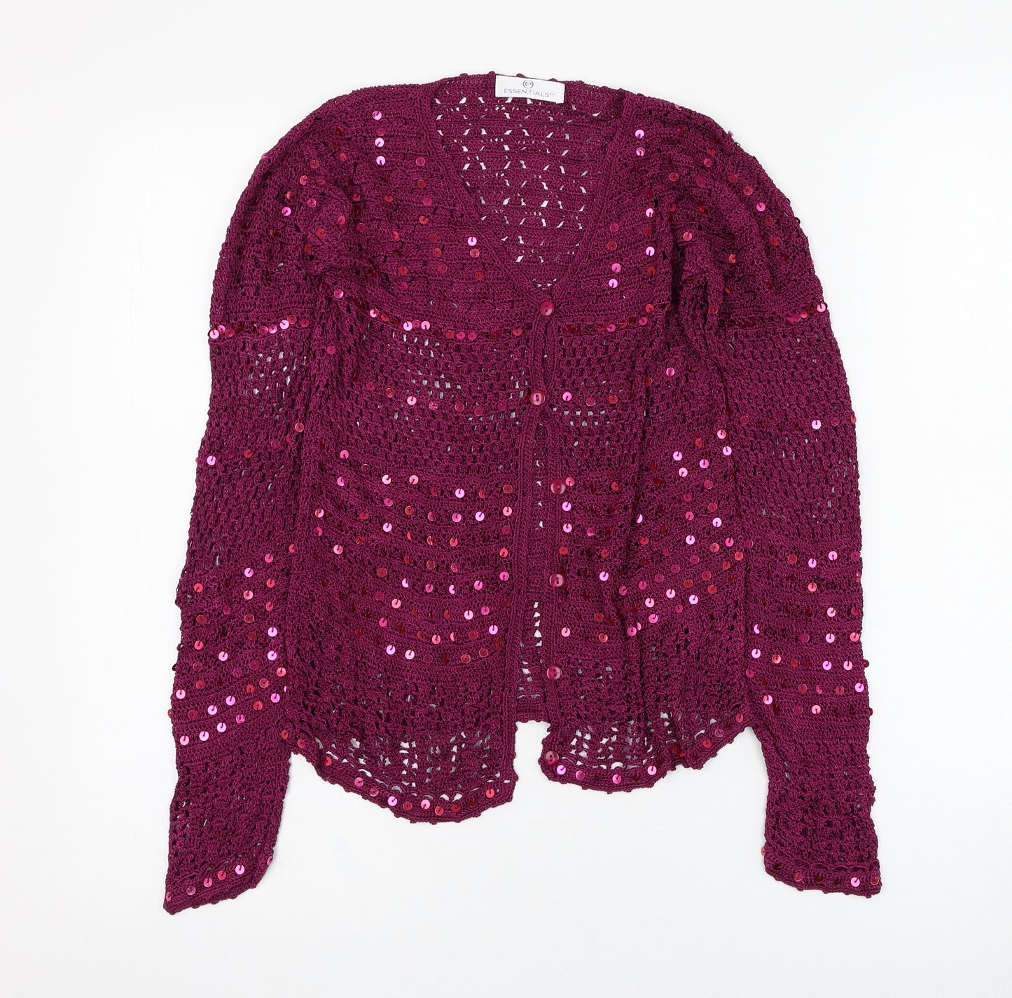 Essentials Womens Purple V-Neck  Viscose Cardigan Jumper Size 10