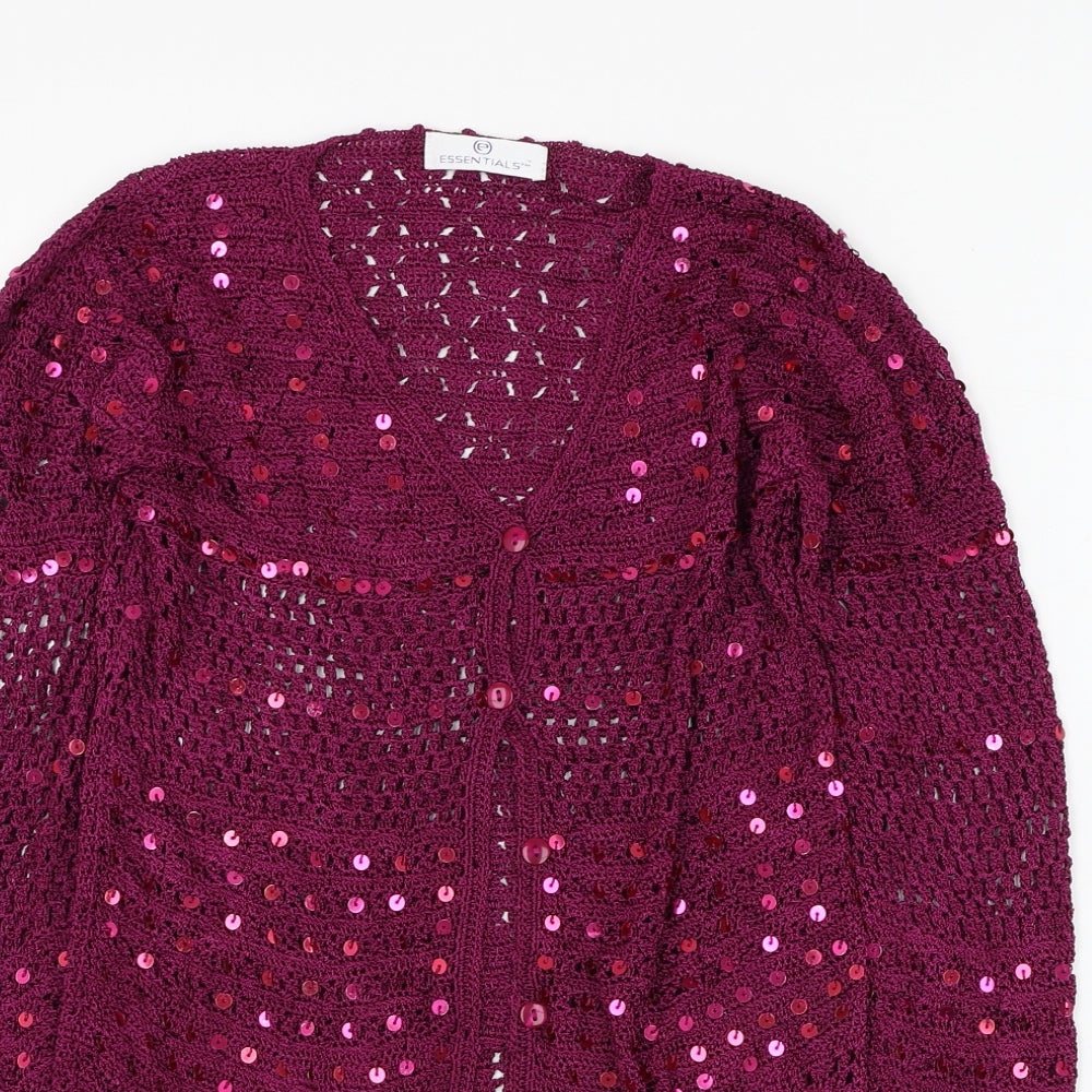 Essentials Womens Purple V-Neck  Viscose Cardigan Jumper Size 10