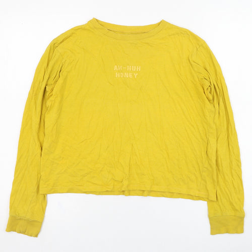 Tbar Limtied Womens Yellow  Cotton Pullover Sweatshirt Size M  Pullover - Slogan