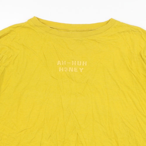 Tbar Limtied Womens Yellow  Cotton Pullover Sweatshirt Size M  Pullover - Slogan