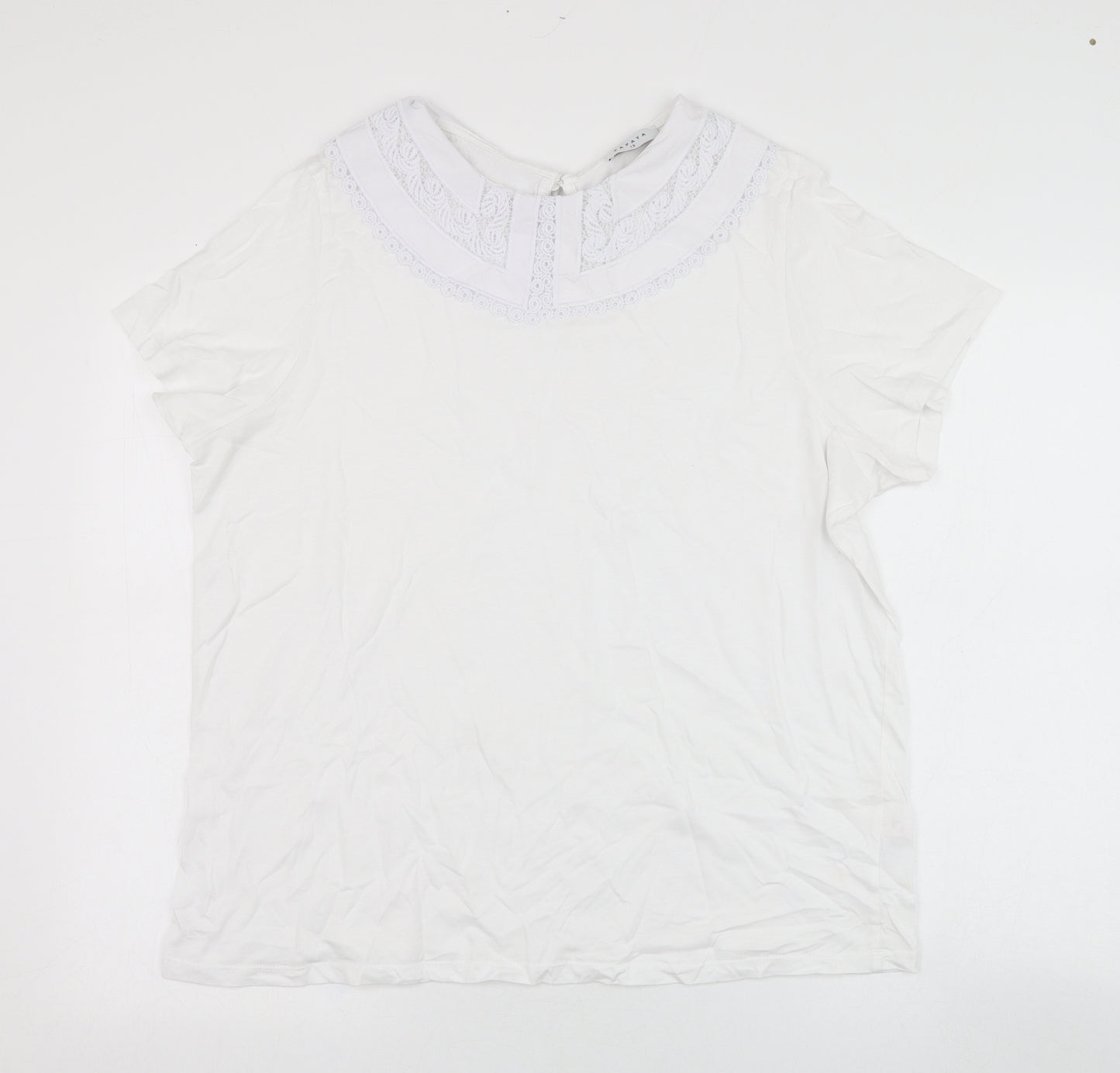 Papaya Womens White  Cotton Basic T-Shirt Size 18 Collared