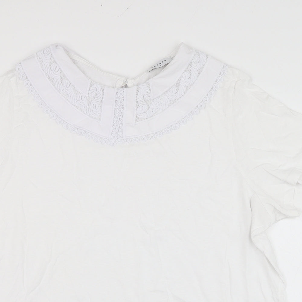 Papaya Womens White  Cotton Basic T-Shirt Size 18 Collared