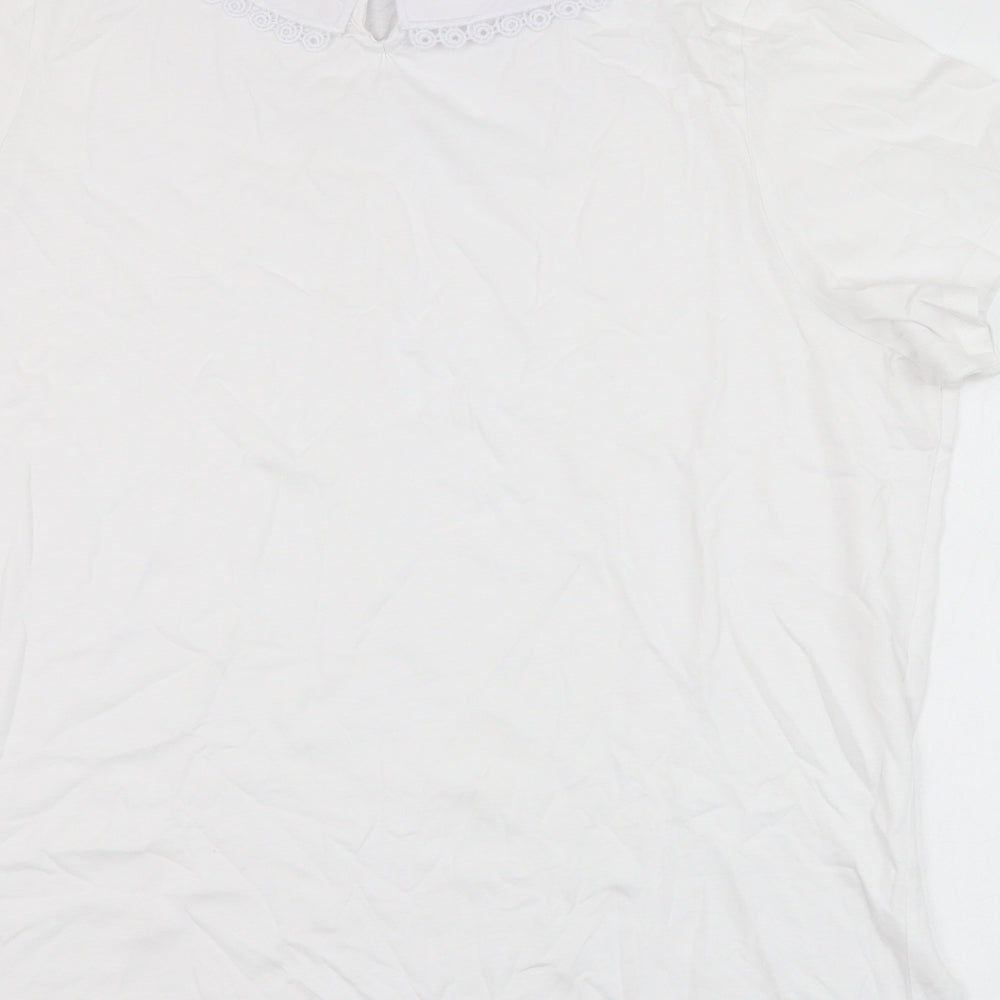 Papaya Womens White  Cotton Basic T-Shirt Size 18 Collared