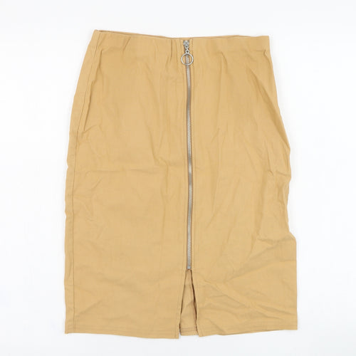Atmosphere Womens Brown  Cotton Straight & Pencil Skirt Size 12   Zip