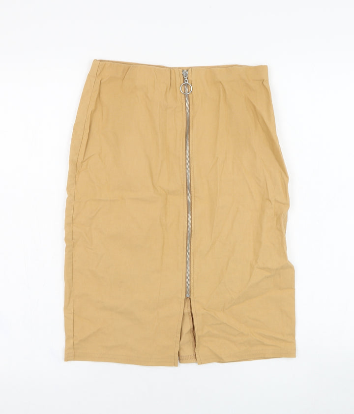 Atmosphere Womens Brown  Cotton Straight & Pencil Skirt Size 12   Zip