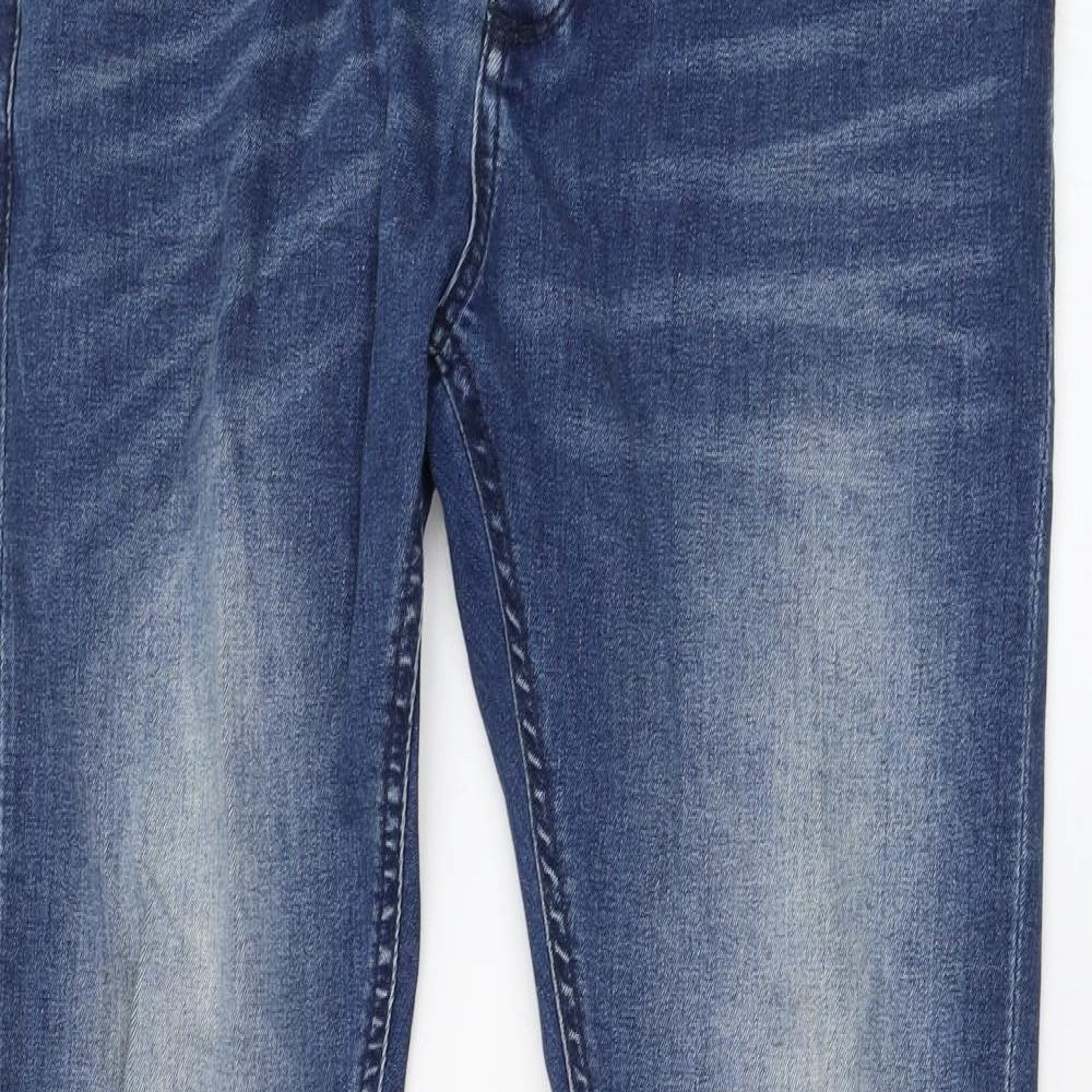 Brave Soul Mens Blue  Cotton Skinny Jeans Size 32 in L32 in Regular Zip