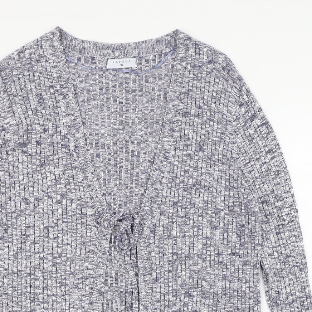 Papaya Womens Blue V-Neck  Viscose Cardigan Jumper Size 18