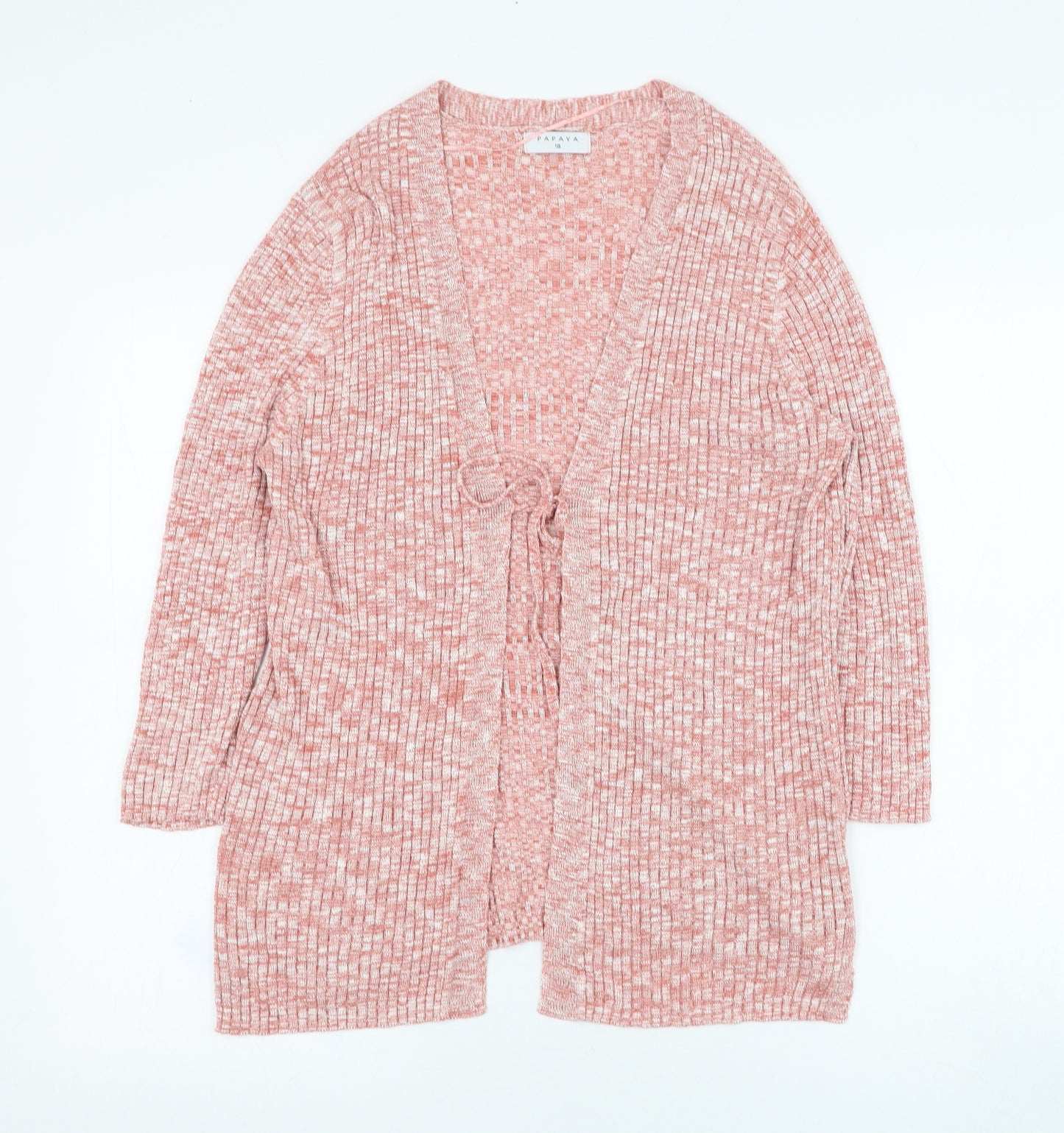 Papaya Womens Pink V-Neck  Viscose Cardigan Jumper Size 18