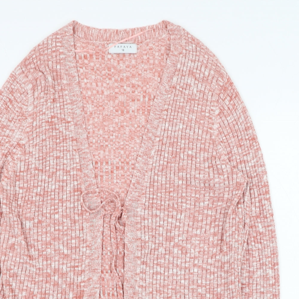 Papaya Womens Pink V-Neck  Viscose Cardigan Jumper Size 18