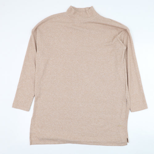 Dunnes Stores Womens Brown Mock Neck  Polyester Pullover Jumper Size 12