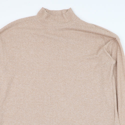 Dunnes Stores Womens Brown Mock Neck  Polyester Pullover Jumper Size 12
