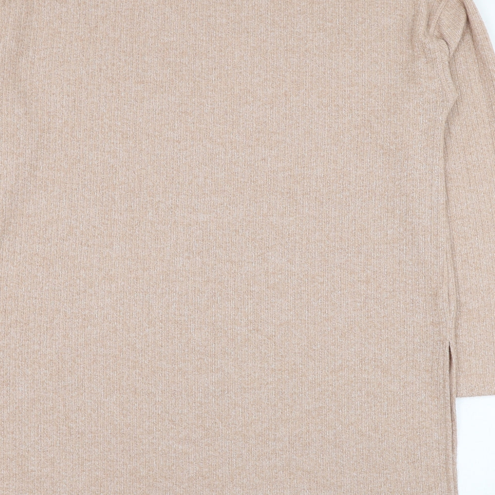 Dunnes Stores Womens Brown Mock Neck  Polyester Pullover Jumper Size 12