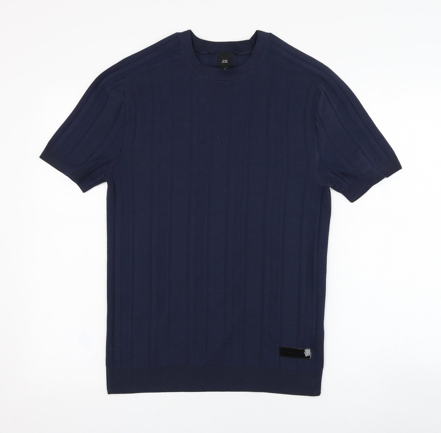 River Island Mens Blue  Polyester  T-Shirt Size M Round Neck