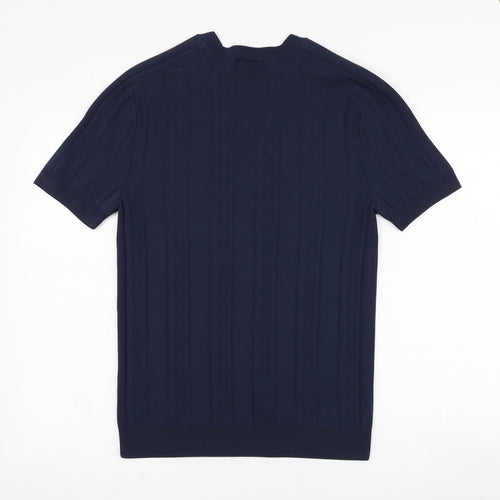 River Island Mens Blue  Polyester  T-Shirt Size M Round Neck