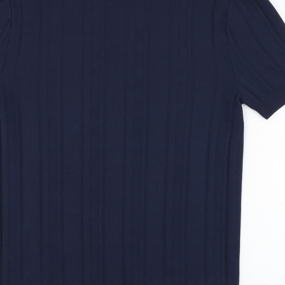 River Island Mens Blue  Polyester  T-Shirt Size M Round Neck