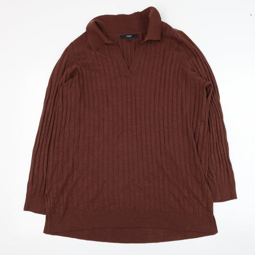 NEXT Mens Brown Collared  Acrylic Pullover Jumper Size L