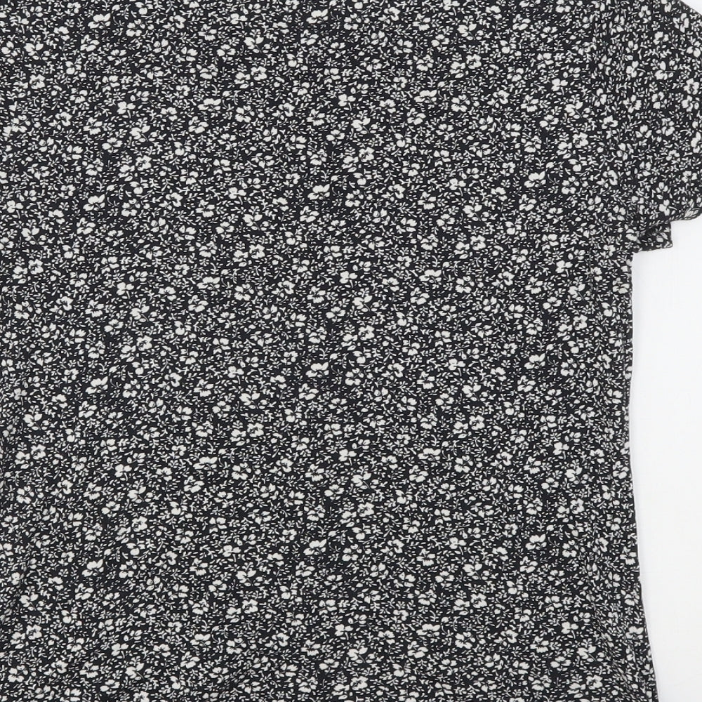 New Look Womens Multicoloured Floral Cotton Basic T-Shirt Size 12 Round Neck