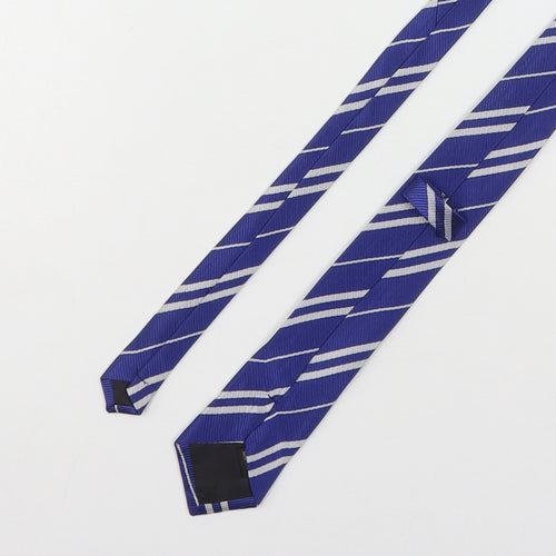 Preworn Mens Blue Striped Polyester Pointed Tie One Size
