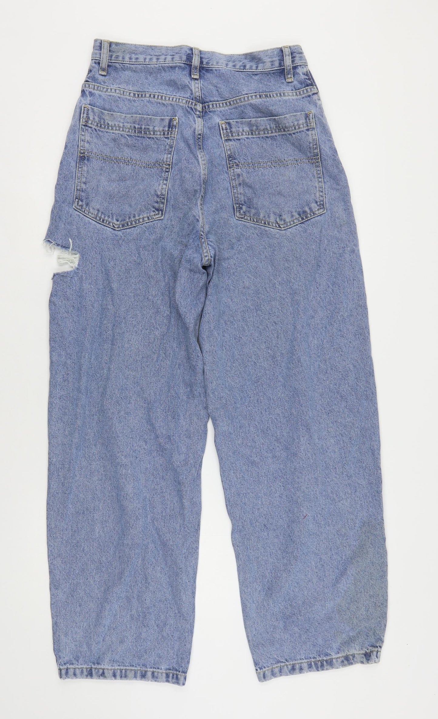 Topshop Womens Blue  Cotton Mom Jeans Size 28 in L30 in Regular Button