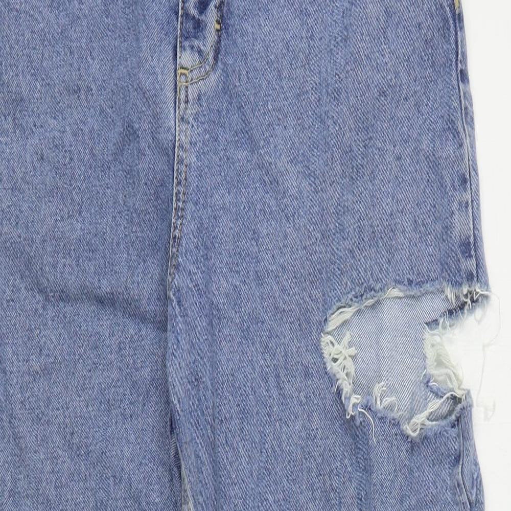 Topshop Womens Blue  Cotton Mom Jeans Size 28 in L30 in Regular Button