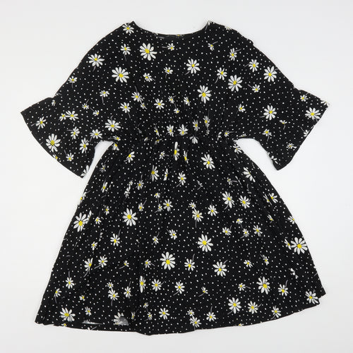 ASOS Womens Multicoloured Floral Cotton Fit & Flare  Size 10  Round Neck