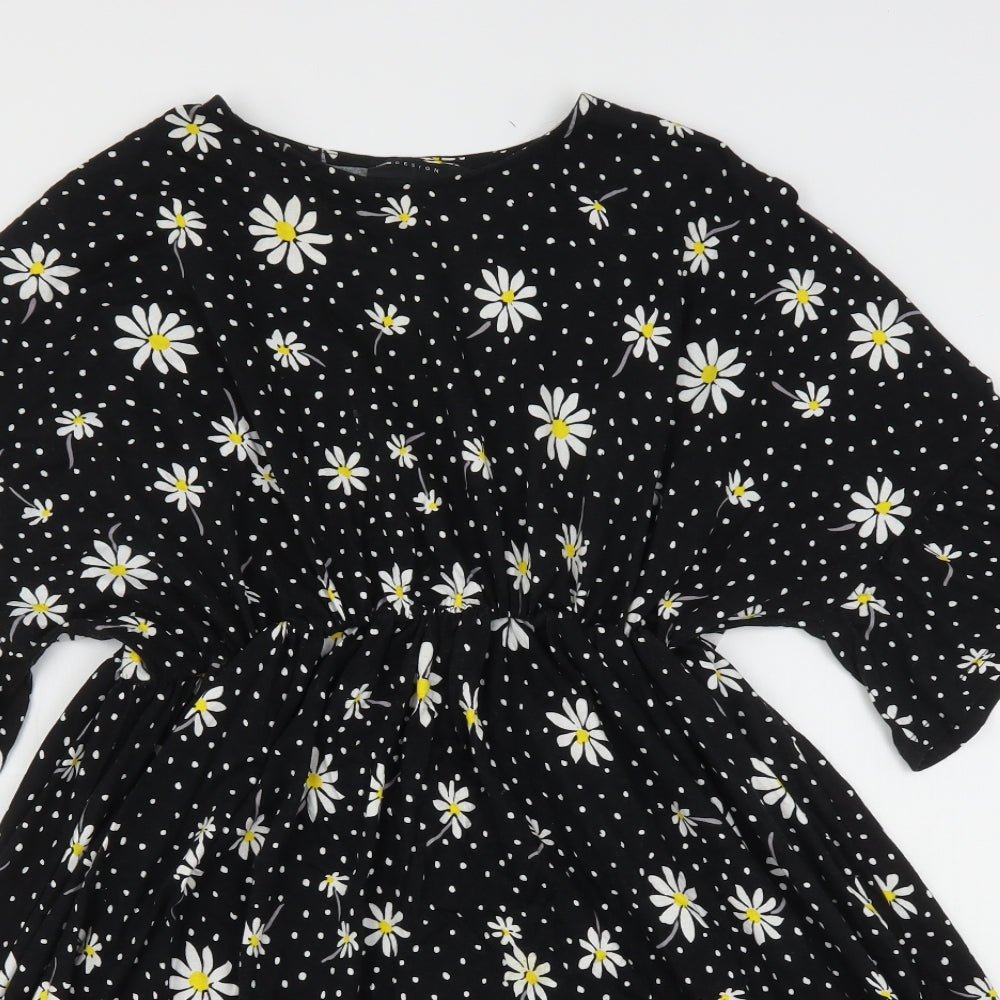 ASOS Womens Multicoloured Floral Cotton Fit & Flare  Size 10  Round Neck
