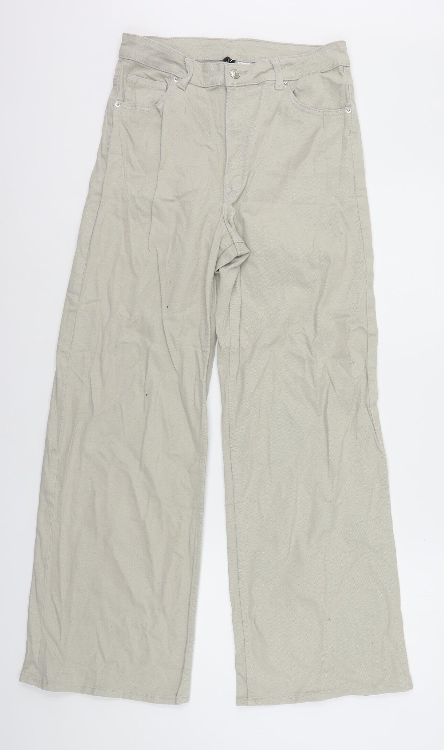 H&M Womens Beige  Cotton Bootcut Jeans Size 10 L31 in Regular Button