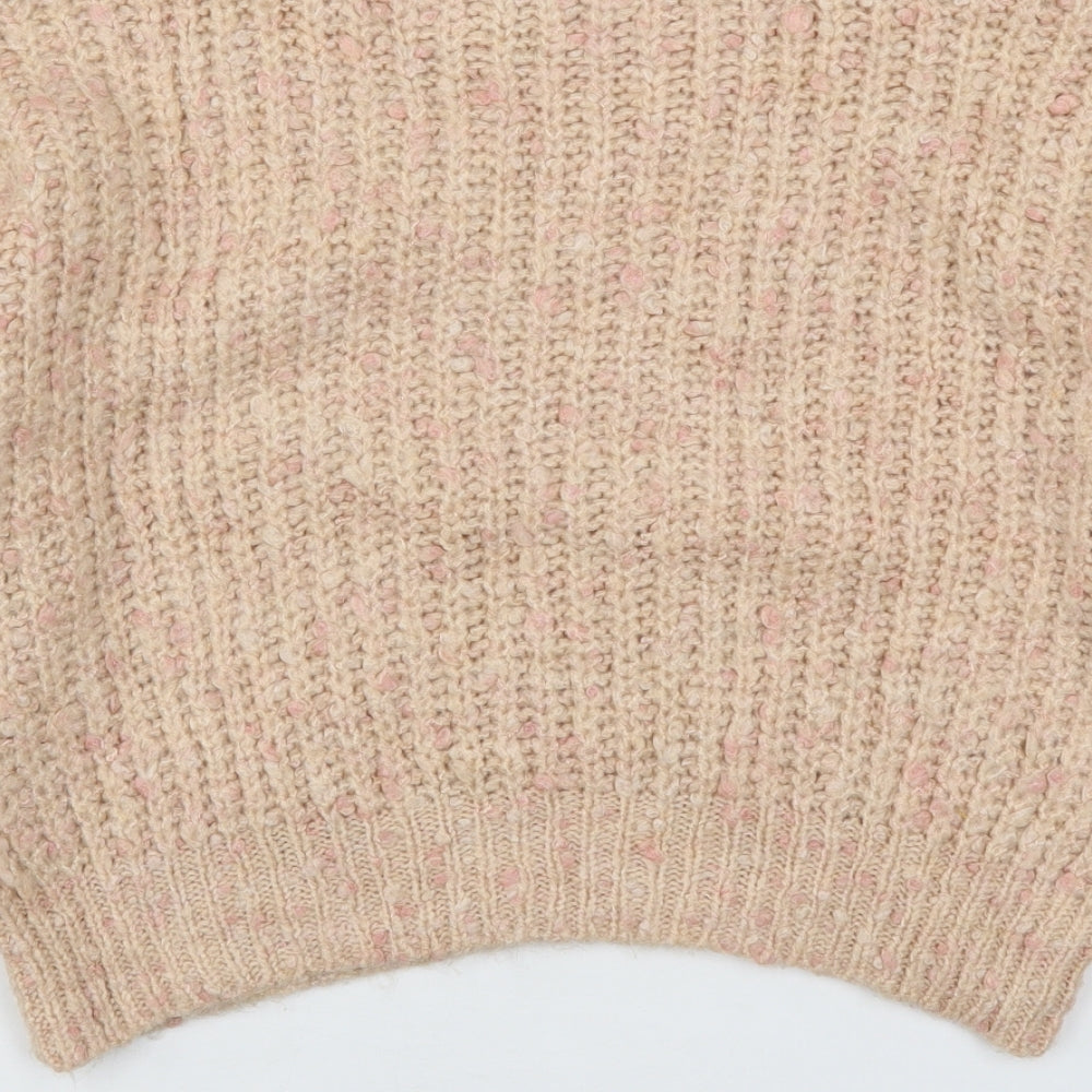 Topshop Womens Pink Mock Neck  Acrylic Pullover Jumper Size M