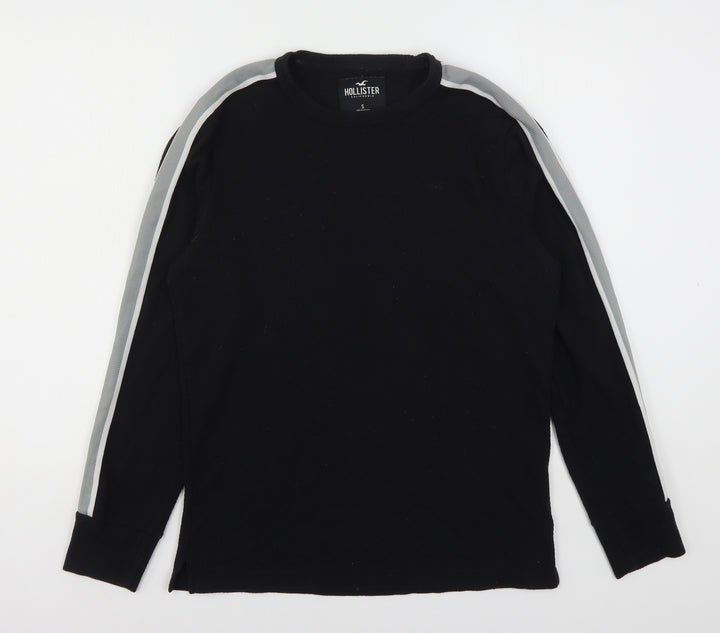 Hollister Boys Black Cotton Basic T-Shirt Size S Round Neck