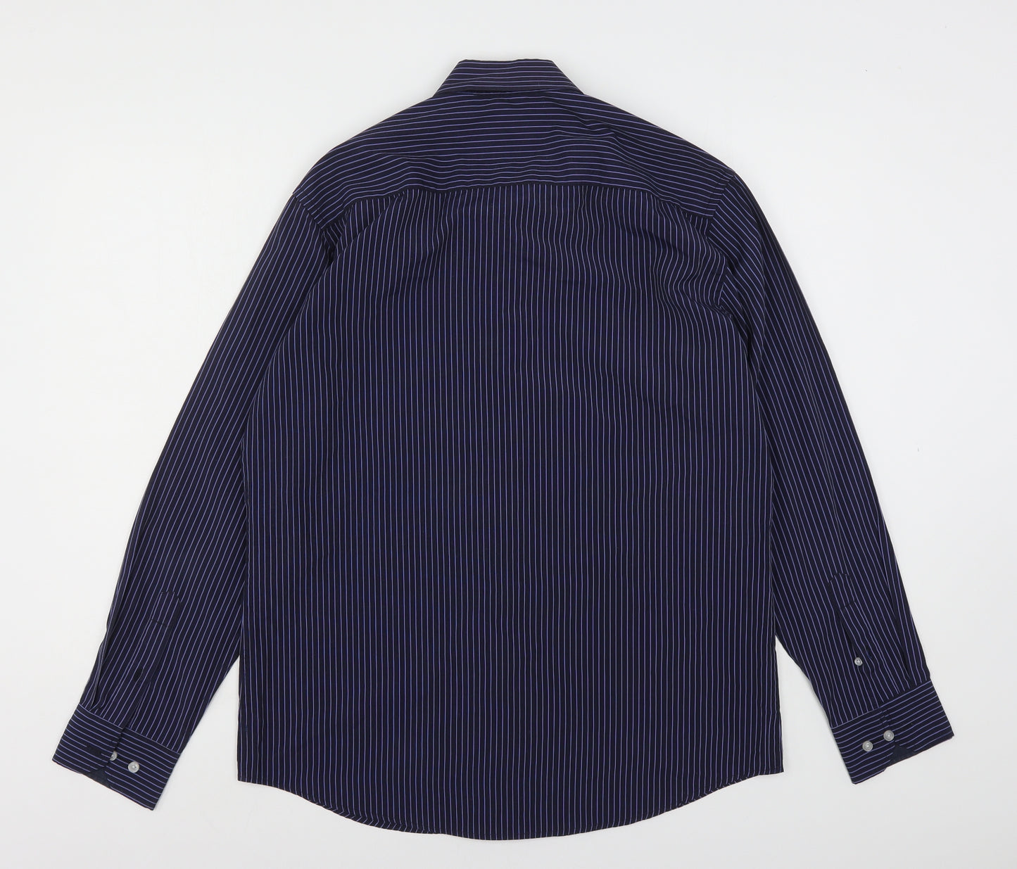Lloyd Attree & Smith Mens Blue Striped Polyester  Dress Shirt Size 16.5 Collared