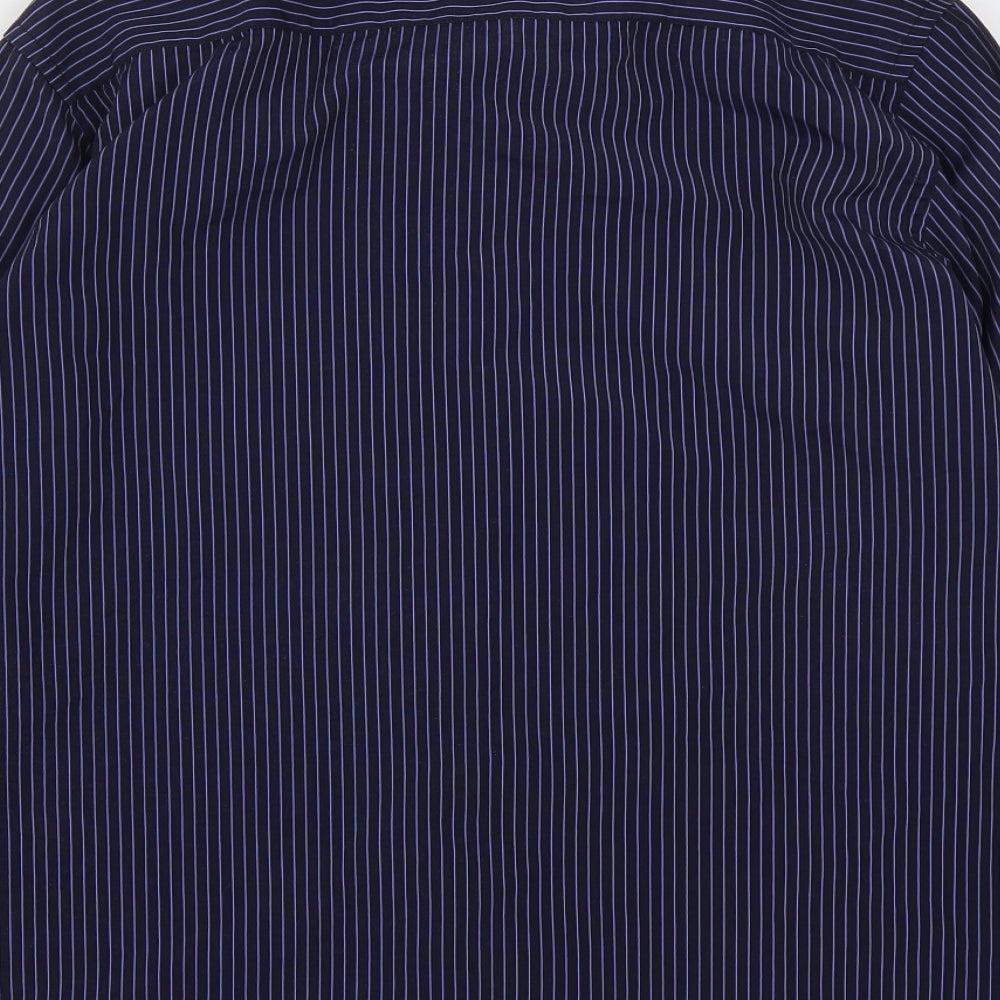 Lloyd Attree & Smith Mens Blue Striped Polyester  Dress Shirt Size 16.5 Collared