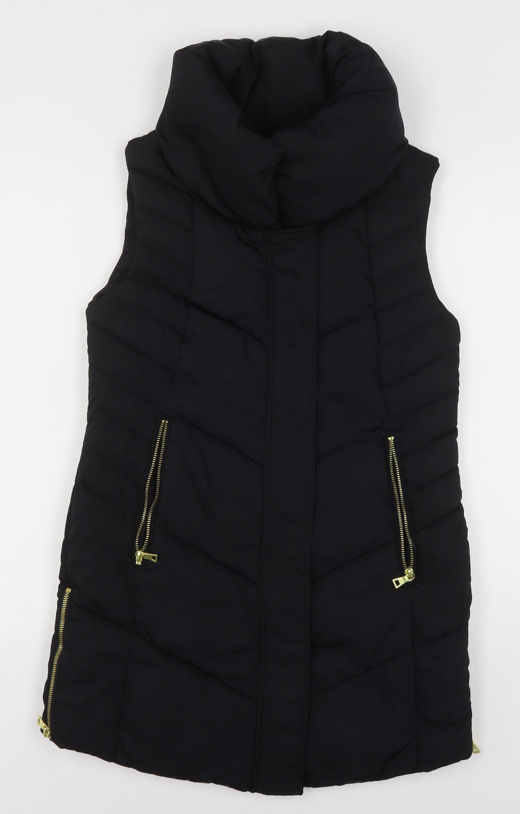 NEXT Womens Black   Gilet Coat Size 8  Zip