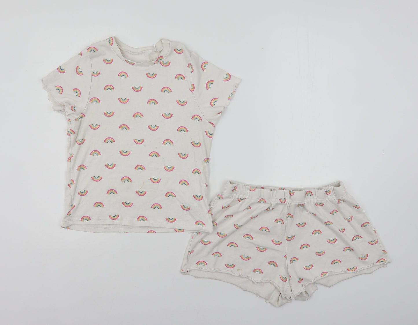 Primark Womens Multicoloured Geometric Cotton Top Pyjama Set Size 12   - Rainbow