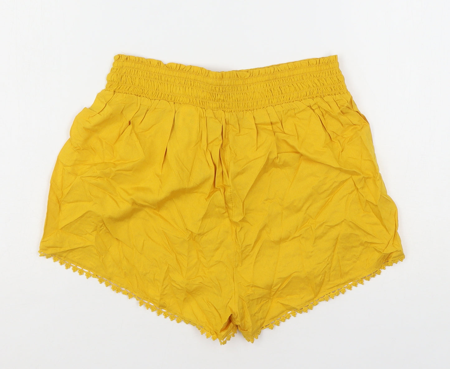 Primark Womens Yellow  Viscose Mom Shorts Size 10 L3 in Regular Drawstring