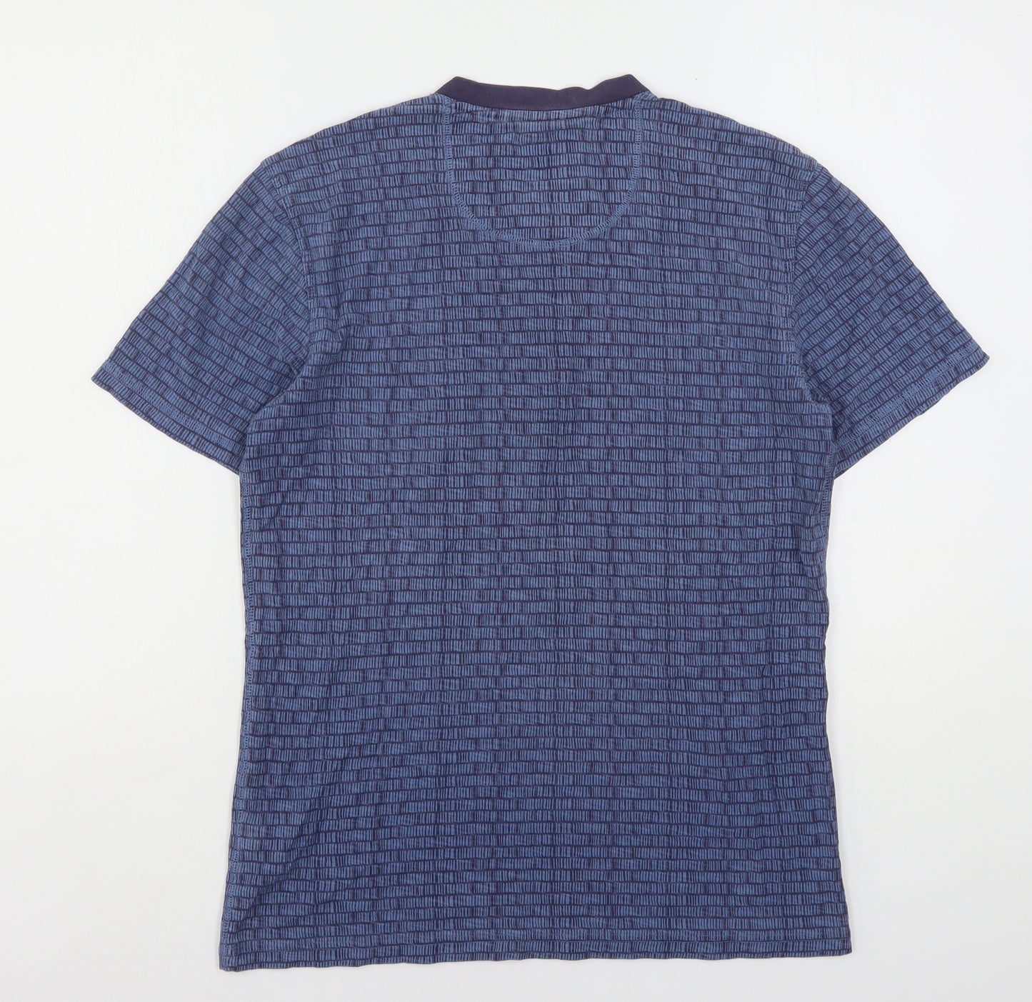 North Coast Mens Blue Geometric Cotton  T-Shirt Size S Round Neck