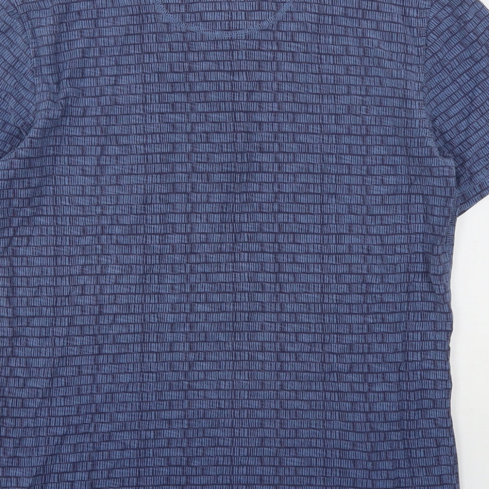 North Coast Mens Blue Geometric Cotton  T-Shirt Size S Round Neck