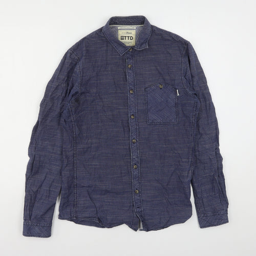 Tom Tailor  Mens Blue Geometric Cotton  Button-Up Size S Collared Button