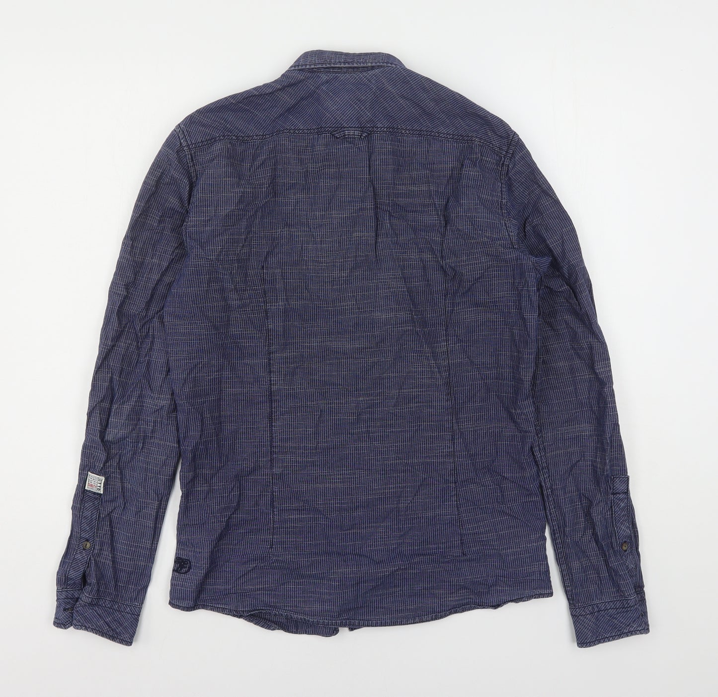 Tom Tailor  Mens Blue Geometric Cotton  Button-Up Size S Collared Button