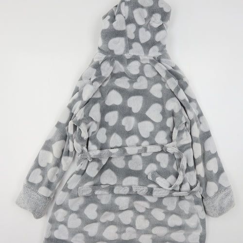 Primark Womens Grey Geometric Polyester Kimono Gown Size 6  Tie