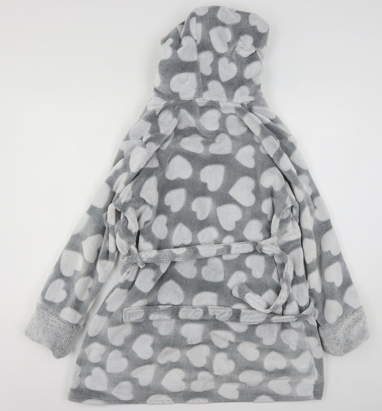 Primark Womens Grey Geometric Polyester Kimono Gown Size 6  Tie