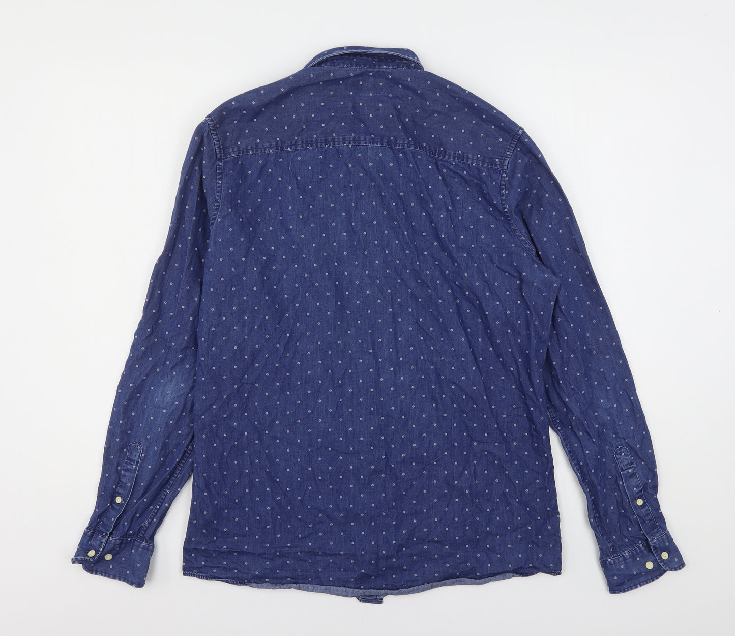 NEXT Mens Blue Floral Cotton  Button-Up Size M Collared