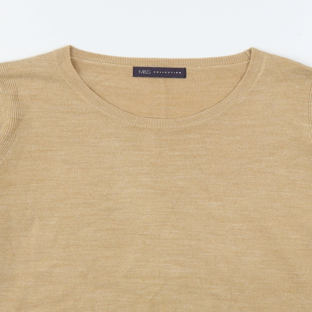 Marks and Spencer Womens Beige Round Neck  Acrylic Pullover Jumper Size 18