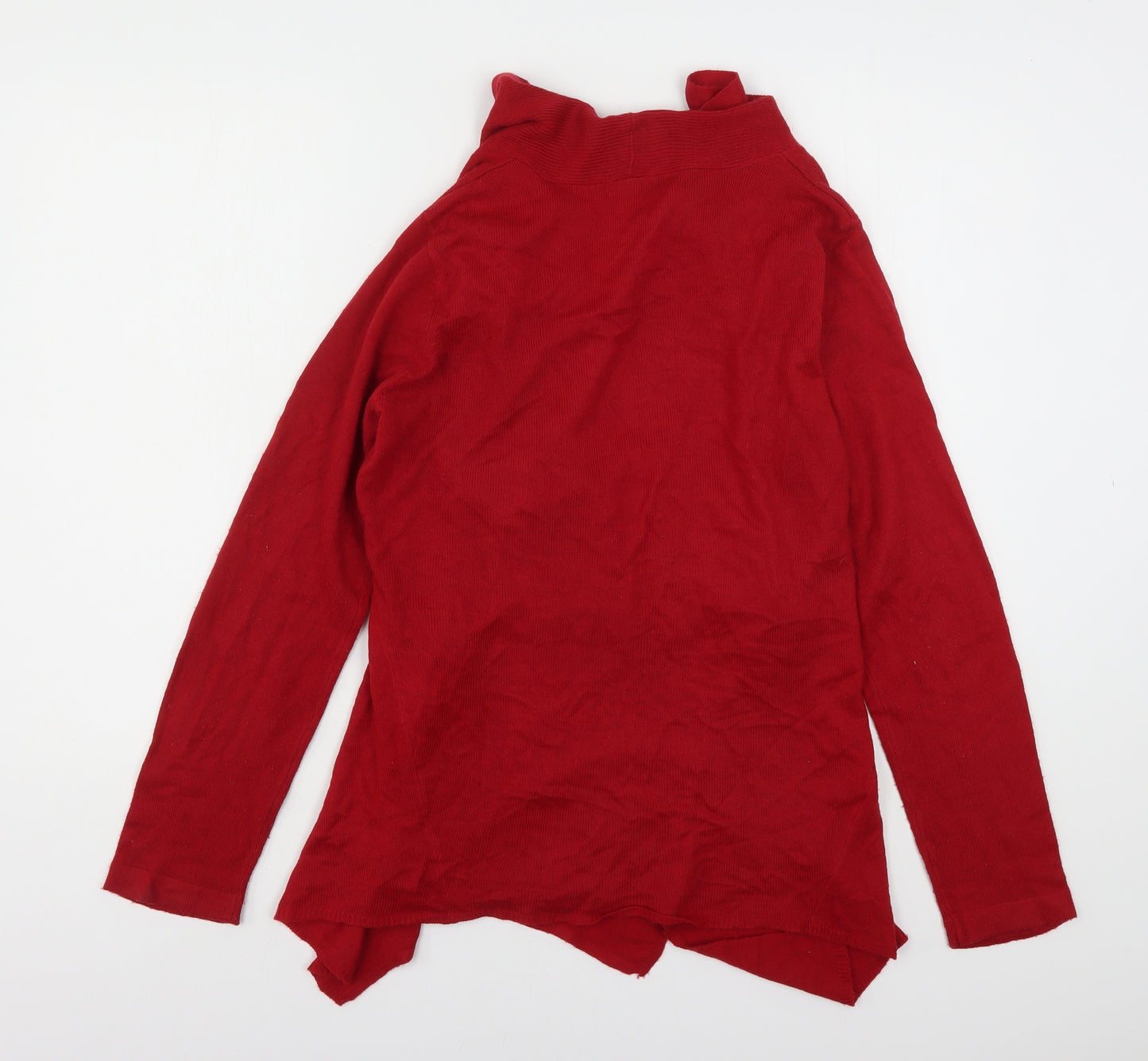 F&F Womens Red V-Neck  Acrylic Cardigan Jumper Size 14