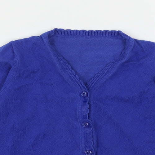 Matalan Girls Blue V-Neck  Cotton Cardigan Jumper Size 8 Years   - School Wear
